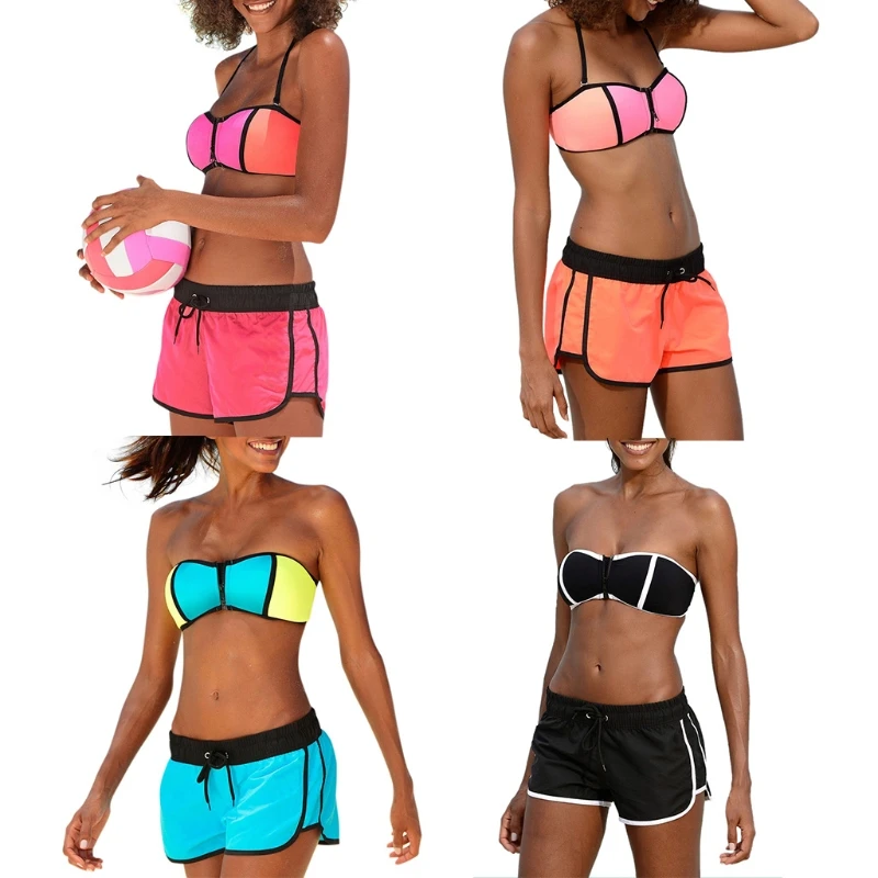 Women Strappy Push Up Bra Low Waist Shorts Bikini Set Two-piece Swimsuit Swimwear UNS-OKLE 
Women Strappy Push Up Bra Low Waist Shorts Bikini Set Two-piece Swimsuit Swimwear UNS-OKLE