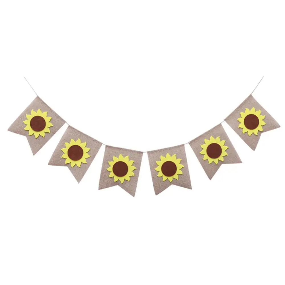 

2018 New Autumn Sunflower Bunting Thanksgiving Decorations Birthday Party Burlap Flags Places Arrangement Banner Ornaments