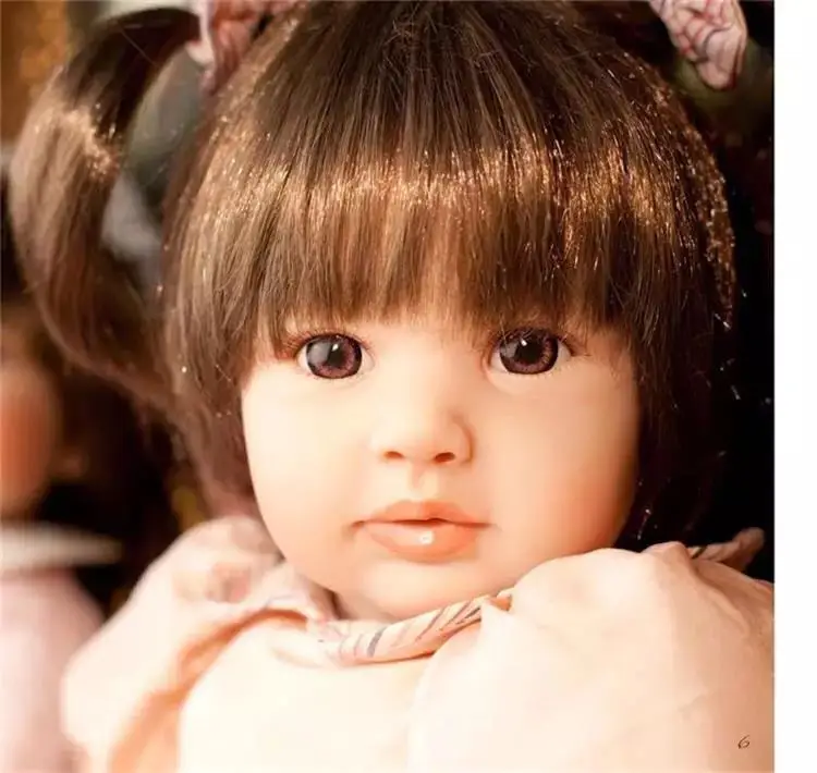 24 дюйма Bebe reborn Baby doll реалистичные мягкие силиконовые куклы с длинными волосами