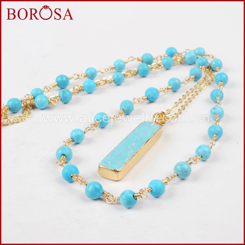 BOROSA Handcrafted Gold Color Rectangle Howlite Stone & Howlite 6mm Round Stone Bead Necklace for Women Jewelry G1015
BOROSA Handcrafted Gold Color Rectangle Howlite Stone & Howlite 6mm Round Stone Bead Necklace for Women Jewelry G1015
