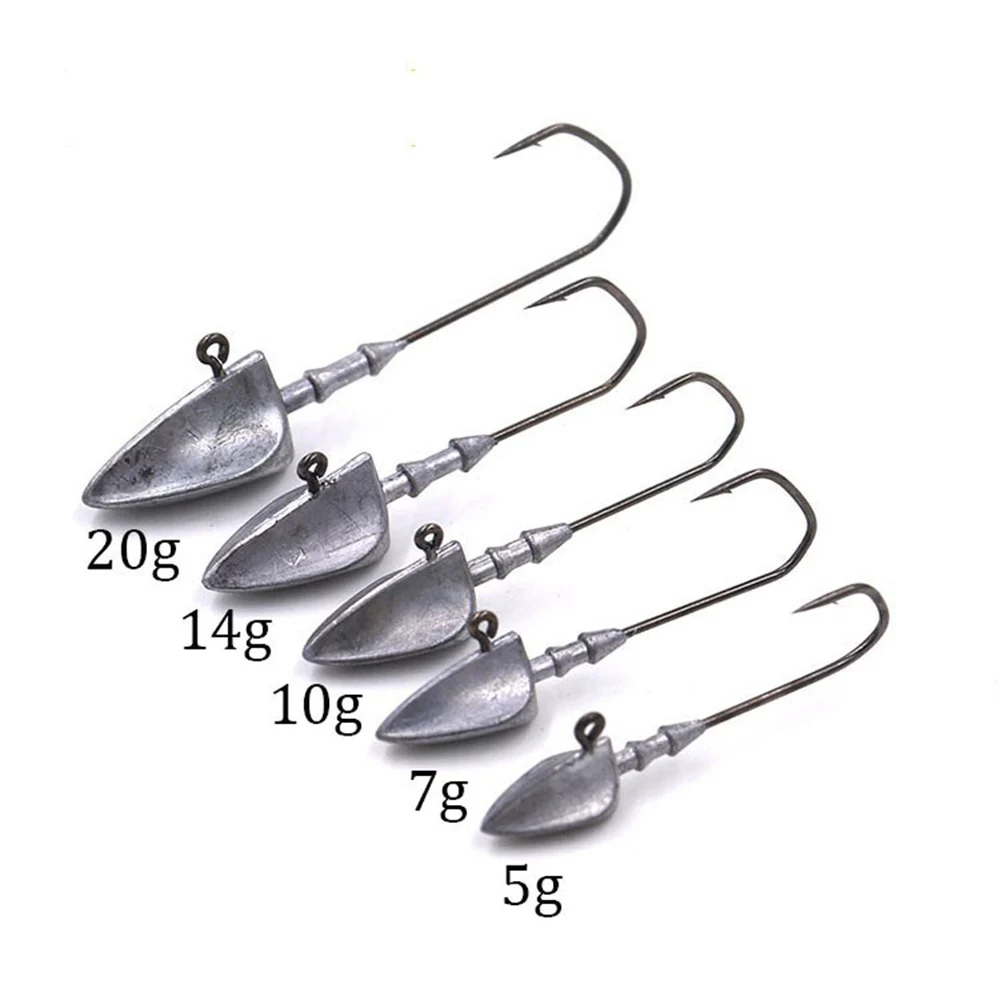 

5 PCS / lot Triangular Lead Head Hooks 3.5g 5g 7g 10g 14g 20g Lead Head Hook Lure Hook Jig Heads Multicolor Fishing Tackle