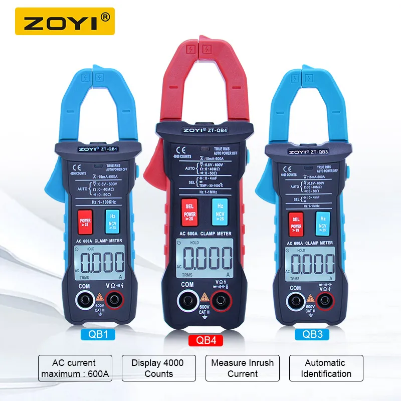 ZOYI ZT-QB1/3/4 Clamp Meter 4000 counts 600A True RMS multimeter Data Hold Back Light Professional HVAC Electrian Repair Service
ZOYI ZT-QB1/3/4 Clamp Meter 4000 counts 600A True RMS multimeter Data Hold Back Light Professional HVAC Electrian Repair Service