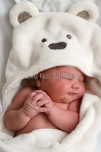 Фото Baby Coral Velvet Blankets Newborn soft swaddling Winter Super Soft Bear Cartoon Hooded Trolley Warm Sleeping Bag | Мать и ребенок