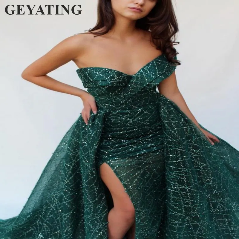 Glitter Arabic Emerald Green Mermaid Prom Dresses Detachable Skirt Long Evening Dress Dubai One Shoulder Slit Party Formal Gowns
Glitter Arabic Emerald Green Mermaid Prom Dresses Detachable Skirt Long Evening Dress Dubai One Shoulder Slit Party Formal Gowns