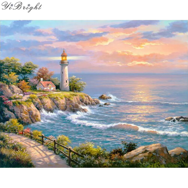 3d diy diamond painting cross stitch rhinestones crystal diamond embroidery mosaic needlework gorgeous sea view wall paint