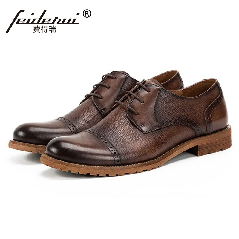 Vintage Round Toe Derby Man Flats Genuine Leather Semi Brogue Footwear Formal Designer Men's Handmade Platform Dress Shoes SS205
Vintage Round Toe Derby Man Flats Genuine Leather Semi Brogue Footwear Formal Designer Men's Handmade Platform Dress Shoes SS205