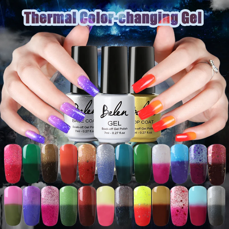 Belen 7ml Soak Off Temperature Change Color Gel Nail Lacquers Long Lasting Thermo UV Gel Hybrid Lucky Thermal Varnish Base Top
Belen 7ml Soak Off Temperature Change Color Gel Nail Lacquers Long Lasting Thermo UV Gel Hybrid Lucky Thermal Varnish Base Top