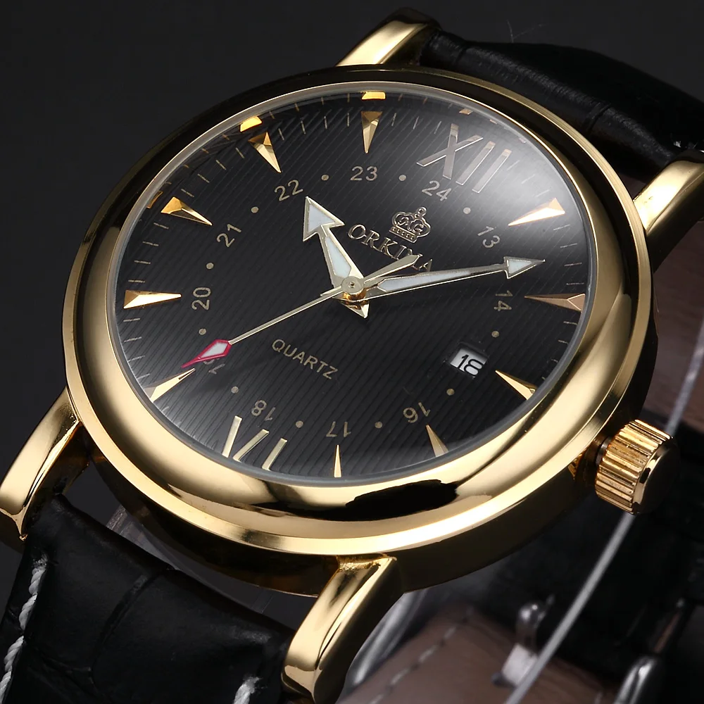 ORKINA Mens Watches Top Brand Luxury Gold Tone Case Male Wrist Quartz Watch Japan Movement with Auto Date Function Montre Homme
ORKINA Mens Watches Top Brand Luxury Gold Tone Case Male Wrist Quartz Watch Japan Movement with Auto Date Function Montre Homme