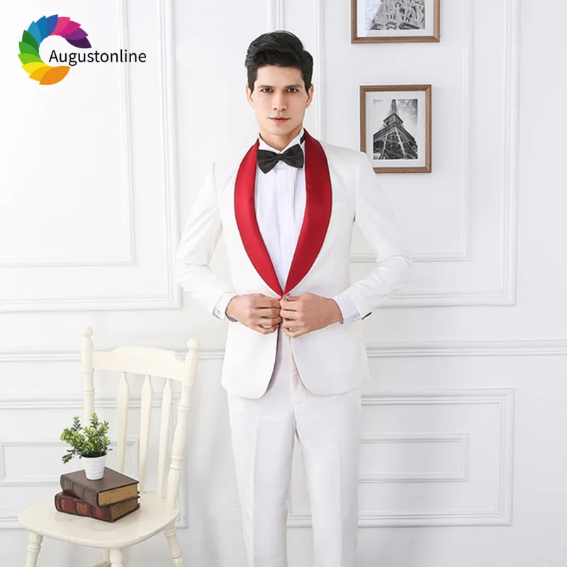 White Red Shawl Lapel Men Suits For Wedding Suits Groom Blazer Slim Fit Casual Prom Tailor Made Tuxedo Best Man 2 Pieces Costume
White Red Shawl Lapel Men Suits For Wedding Suits Groom Blazer Slim Fit Casual Prom Tailor Made Tuxedo Best Man 2 Pieces Costume