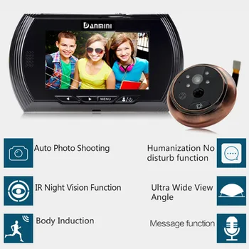 4.3 Inch Motion Detection Door Peephole Camera 140 Degrees Video Peephole Viewer Door Camera Night Vision w/ No Disturb Function
4.3 Inch Motion Detection Door Peephole Camera 140 Degrees Video Peephole Viewer Door Camera Night Vision w/ No Disturb Function