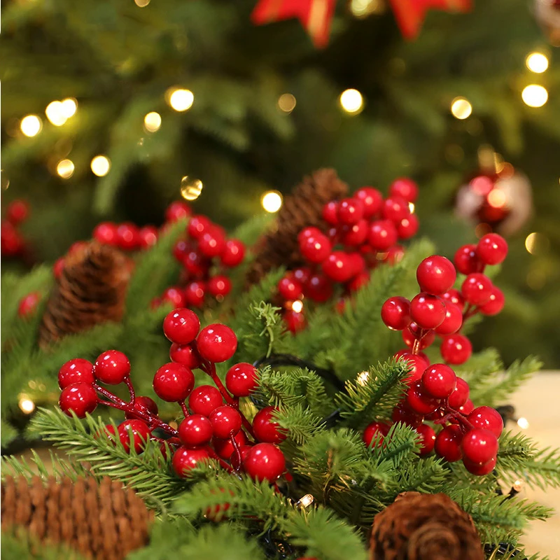 Description Picture 2 of itemRed Berries Berry String Bundle Christmas Decoration Tree Garland Wreath DIY Supplies Artificial Flowers Fruit New Year Wedding