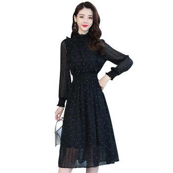 Elegant Stand Collar Floral Print Women Dress Full Sleeve Elastic Slim Waist Chiffon Spring A-line Long Dress 2019 new dress
Elegant Stand Collar Floral Print Women Dress Full Sleeve Elastic Slim Waist Chiffon Spring A-line Long Dress 2019 new dress