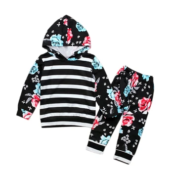 Baby Girls Floral Hoodies Pants Clothing Sets Black White Striped Tops Kids Sweatshirts Long Pants INS Cute Tracksuit 2-6Y CS41 
Baby Girls Floral Hoodies Pants Clothing Sets Black White Striped Tops Kids Sweatshirts Long Pants INS Cute Tracksuit 2-6Y CS41