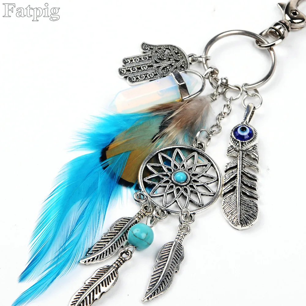 2017 FATPIG Bohemian Feather Opal Stone Keychains Women Men Dreamcatcher Keyring Fashion Silver Boho Jewelry Keychain For Unisex
2017 FATPIG Bohemian Feather Opal Stone Keychains Women Men Dreamcatcher Keyring Fashion Silver Boho Jewelry Keychain For Unisex