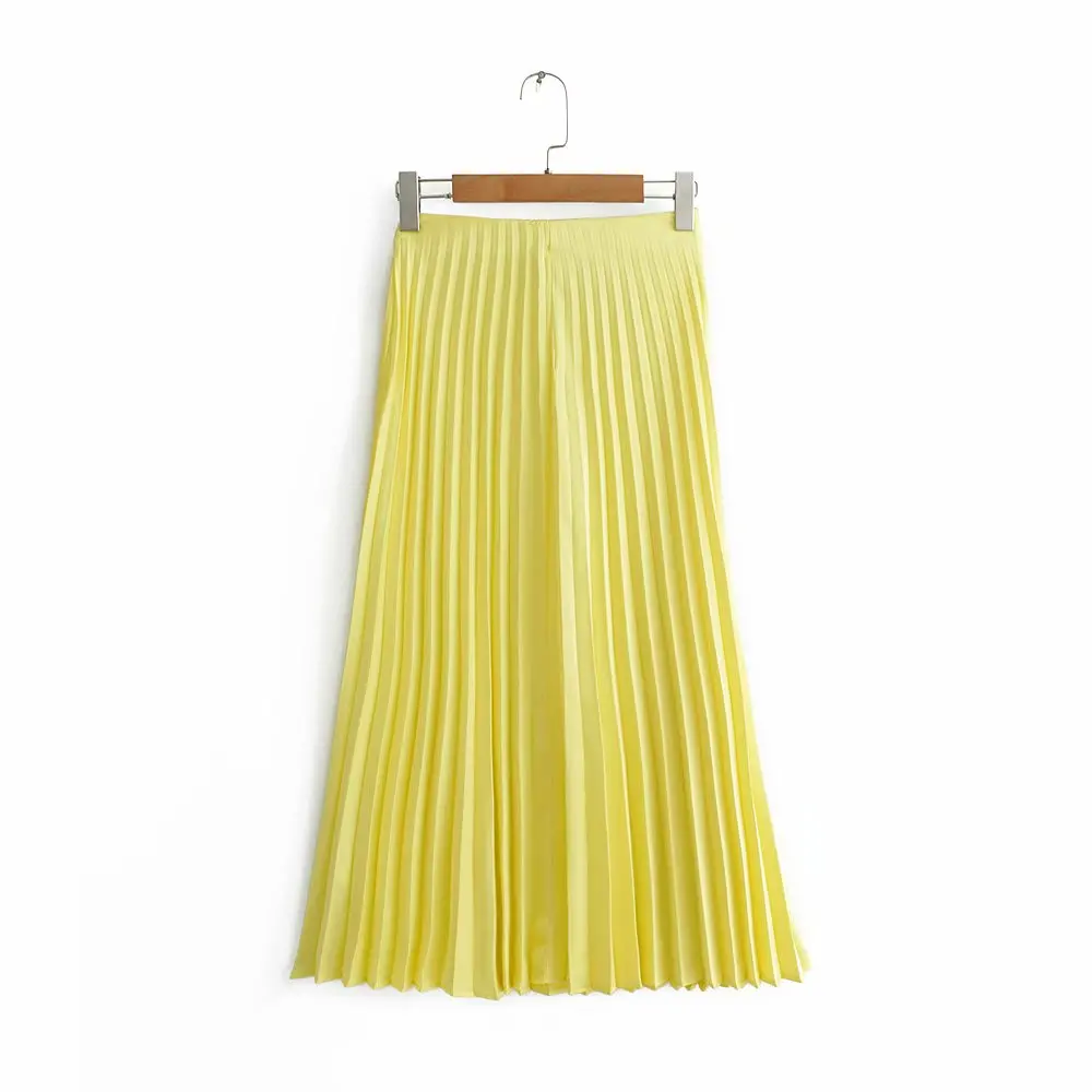 New Women fashion solid color pleated midi skirt faldas mujer ladies side zipper casual chic brand yellow skirts QUN366
New Women fashion solid color pleated midi skirt faldas mujer ladies side zipper casual chic brand yellow skirts QUN366