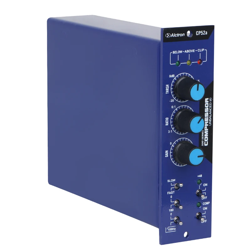 Alctron CP52a module compressor/limiter 500 series single channel with compression modes and comprehensive metering
Alctron CP52a module compressor/limiter 500 series single channel with compression modes and comprehensive metering