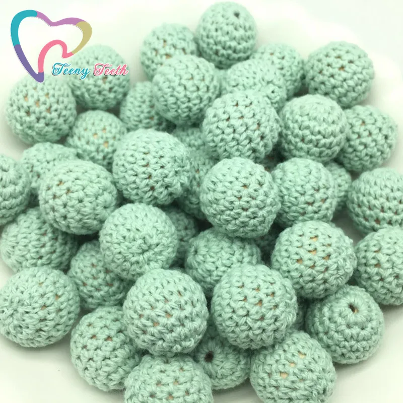 Teeny Teeth 10 PCS Mint Wooden Beads Handmade Crochet Balls 16-20 MM Knitted By Cotton Cord For Baby Teething Toys Dummy Chain
Teeny Teeth 10 PCS Mint Wooden Beads Handmade Crochet Balls 16-20 MM Knitted By Cotton Cord For Baby Teething Toys Dummy Chain