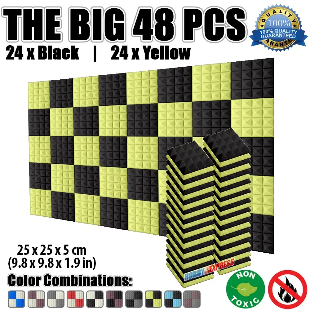 Arrowzoom 48 pcs 9.8 x 9.8 x 1.9 inches Pyramid Pack Acoustic Foam Studio Tile Panel 5 Color Combinations KK1034
Arrowzoom 48 pcs 9.8 x 9.8 x 1.9 inches Pyramid Pack Acoustic Foam Studio Tile Panel 5 Color Combinations KK1034