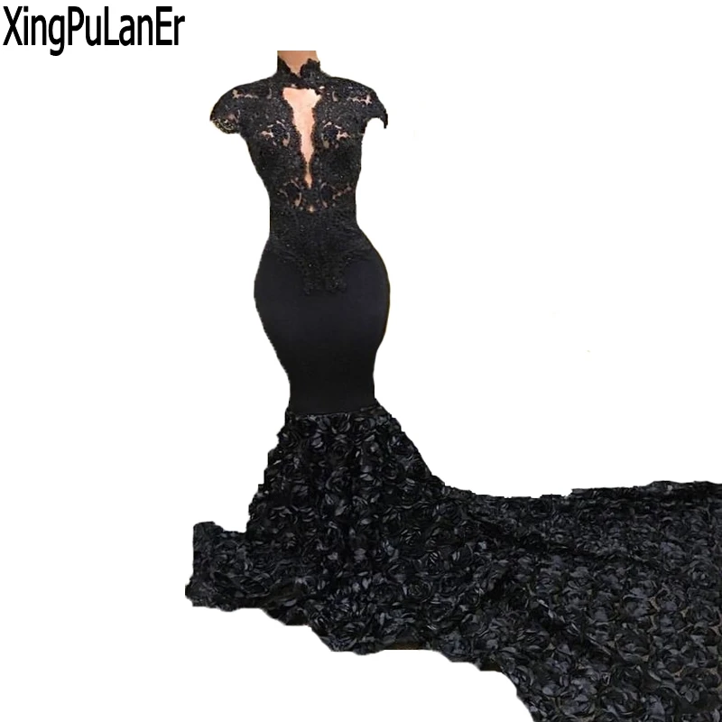 robe de soiree Mermaid High Neck Lace Top See Through Cap Sleeve Ruffles Organza Tail Long Black Evening Dress
robe de soiree Mermaid High Neck Lace Top See Through Cap Sleeve Ruffles Organza Tail Long Black Evening Dress