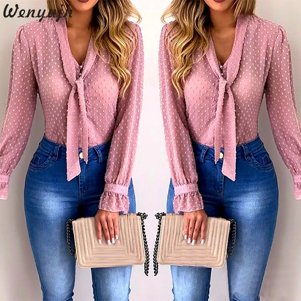 Wenyujh Women Blouses 2019 Fashion Long Sleeve V-neck Pink Shirt Chiffon Office Blouse Slim Casual Tops Plus Size S-5XL 
Wenyujh Women Blouses 2019 Fashion Long Sleeve V-neck Pink Shirt Chiffon Office Blouse Slim Casual Tops Plus Size S-5XL