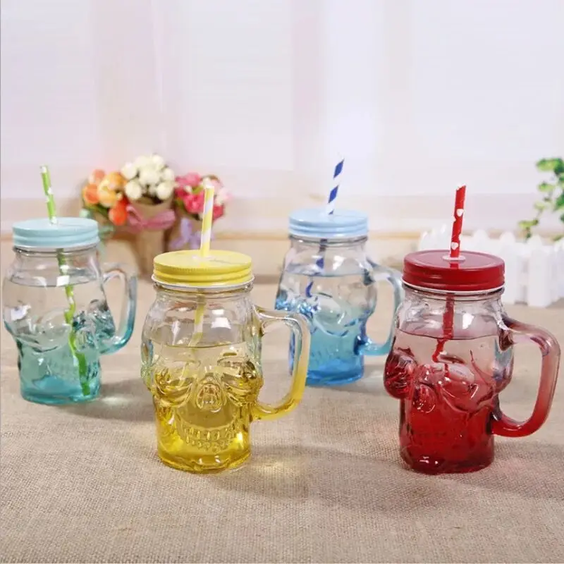 500ml colored skull straw mug with lid handle Mason bottle juice drink straw cup gradient creative mug cold drink cup glass jars
500ml colored skull straw mug with lid handle Mason bottle juice drink straw cup gradient creative mug cold drink cup glass jars