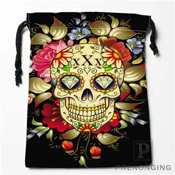 

Custom Flower Skull Drawstring Bags Printing Fashion Travel Storage Mini Pouch Swim Hiking Toy Bag Size 18x22cm #171208-08