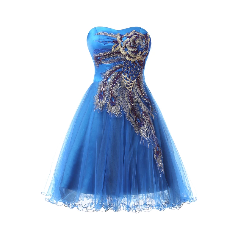 Real Photo Sleeveless Built-In Bra Sweetheart Knee-Length Tulle Peacock Tail With Flowers Pattern Appliques Cocktail Dress 2020
Real Photo Sleeveless Built-In Bra Sweetheart Knee-Length Tulle Peacock Tail With Flowers Pattern Appliques Cocktail Dress 2020