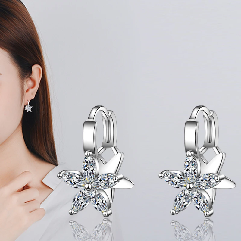 New 925 Sterling Silver Stud Earring Double-sided Zircon Flower Design Earrings For Women Jewelry Femme 2019 Kolczyki
New 925 Sterling Silver Stud Earring Double-sided Zircon Flower Design Earrings For Women Jewelry Femme 2019 Kolczyki
