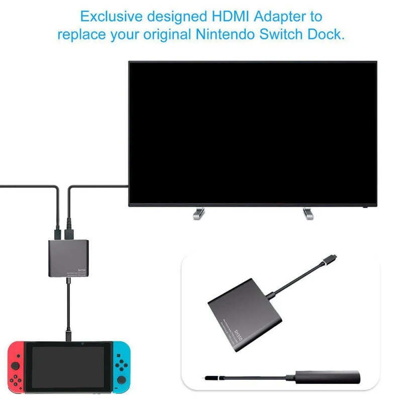 Universal HDMI Type-C TV Adapter Converter Base For Nintendo SH350 Switch CH Type C to HDMI/Type C/USB 3.0
Universal HDMI Type-C TV Adapter Converter Base For Nintendo SH350 Switch CH Type C to HDMI/Type C/USB 3.0