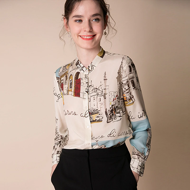 100% Silk Blouse Women Shirt Artistic Printed Design O Neck Long Sleeves Elegant Style Office Top New Fashion 2019
100% Silk Blouse Women Shirt Artistic Printed Design O Neck Long Sleeves Elegant Style Office Top New Fashion 2019