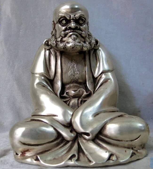 $old craft$ 8" China Silver fine workmanship carved lucky Dharma buddha Sculpture Statue (A0314)
$old craft$ 8" China Silver fine workmanship carved lucky Dharma buddha Sculpture Statue (A0314)