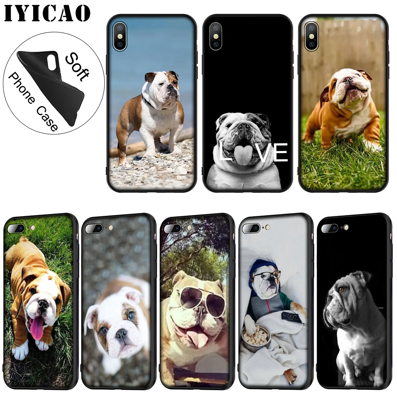 IYICAO Cute dog english bulldog Soft Silicone Phone Case for iPhone XR X XS 11 Pro Max 6 6S 7 8 Plus 5 5S SE 10 TPU Black Cover
IYICAO Cute dog english bulldog Soft Silicone Phone Case for iPhone XR X XS 11 Pro Max 6 6S 7 8 Plus 5 5S SE 10 TPU Black Cover