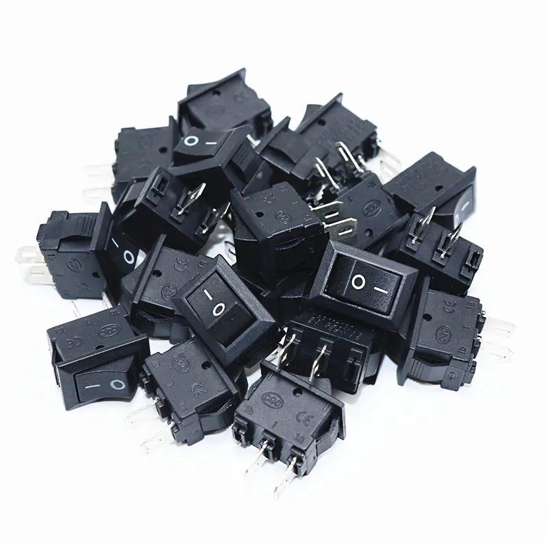 

100 Pcs Push Button Switch 10x15mm SPST 2Pin 3A 250V KCD1 Snap-in On/Off Boat Rocker Switch 10MM*15mm Mini Black