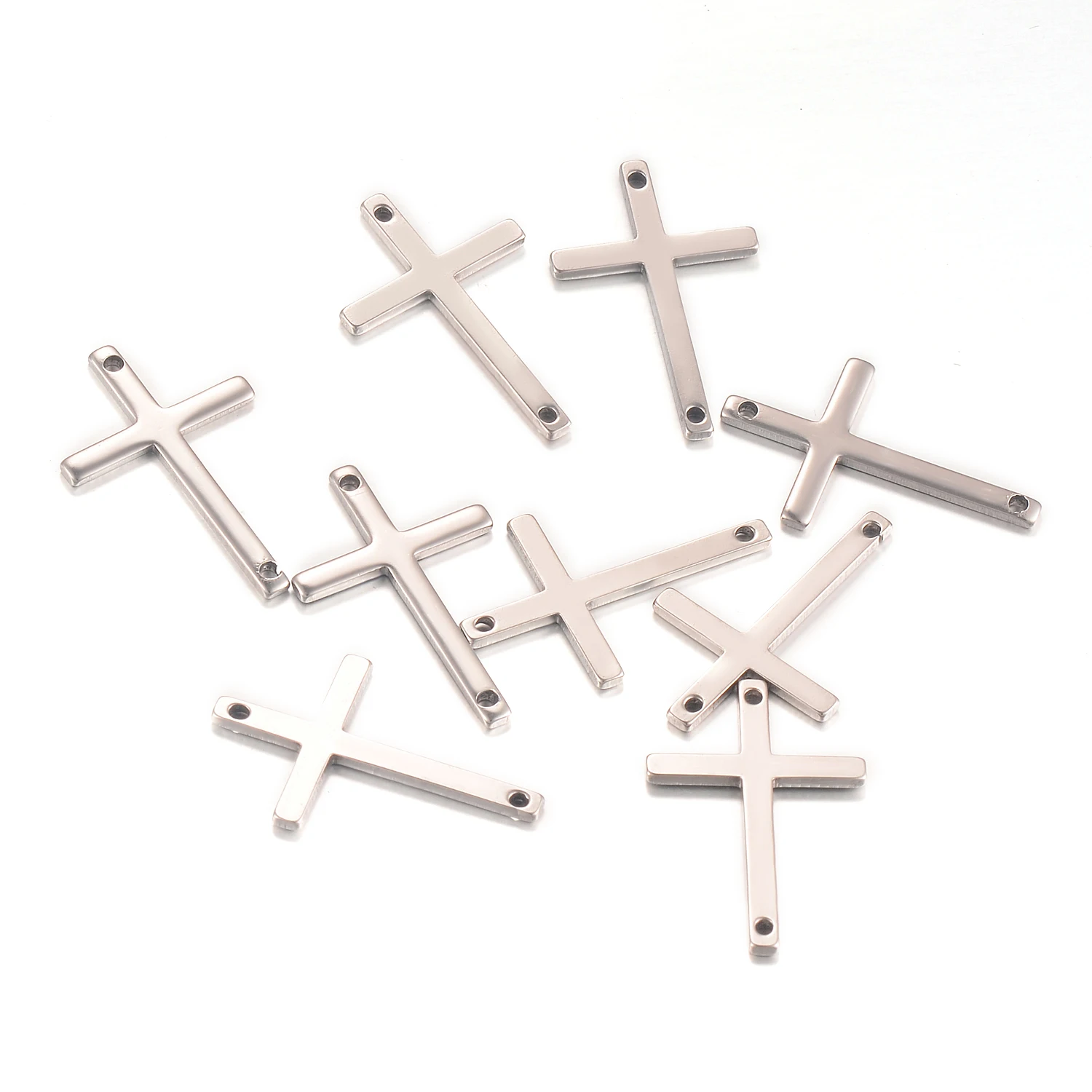 

50pcs Stainless Steel Small Cross DIY Charms Bracelet Corss Jewelry Finding Not Turn Off Color Hypoallergenic