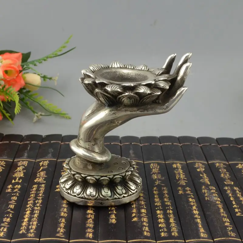 Antique sculpture collection Tibet silver carving white copper fingered citron lotus flower push plate high 12cm free shipping
Antique sculpture collection Tibet silver carving white copper fingered citron lotus flower push plate high 12cm free shipping