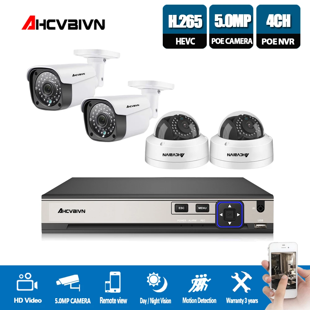 AHCVBIVN Full HD 5MP 4Channel CCTV System 4pcs 5MP In/Outdoor IP Camera 4CH 5.0MP POE NVR CCTV Kit HDMI P2P Email Alarm xmeye
AHCVBIVN Full HD 5MP 4Channel CCTV System 4pcs 5MP In/Outdoor IP Camera 4CH 5.0MP POE NVR CCTV Kit HDMI P2P Email Alarm xmeye
