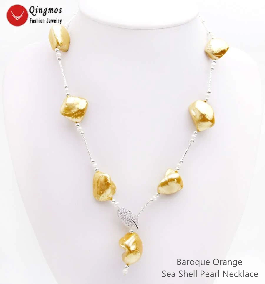 Qingmos Trendy 15*20mm Baroque Sea Shell Pearl Necklace for Women with Orange Sea Shell Pearl Long Necklace Jewelry 28'' nec6537
Qingmos Trendy 15*20mm Baroque Sea Shell Pearl Necklace for Women with Orange Sea Shell Pearl Long Necklace Jewelry 28'' nec6537