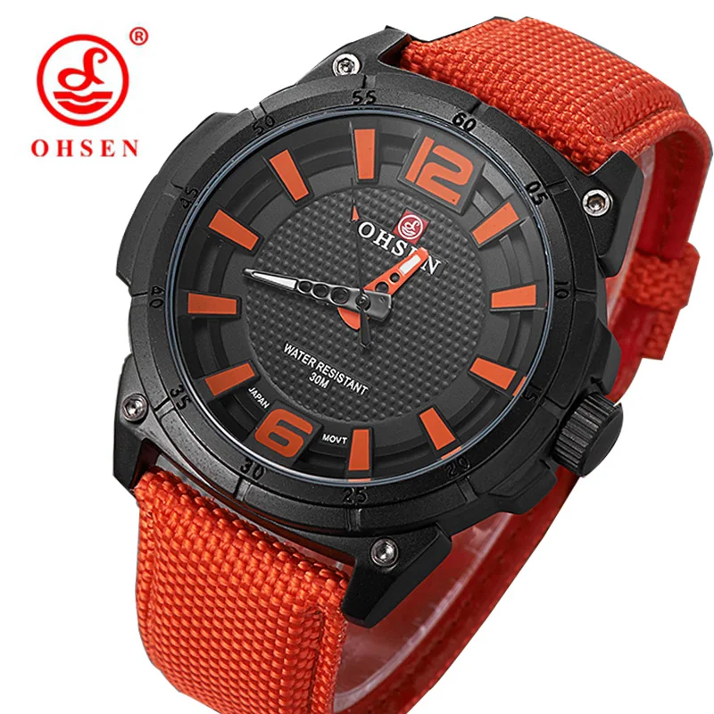 OHSEN Brand Leather Canvas Strap Men Sports Watches Black Military Analog Luxury Casual Quartz Wristwatches relogio masculino
OHSEN Brand Leather Canvas Strap Men Sports Watches Black Military Analog Luxury Casual Quartz Wristwatches relogio masculino