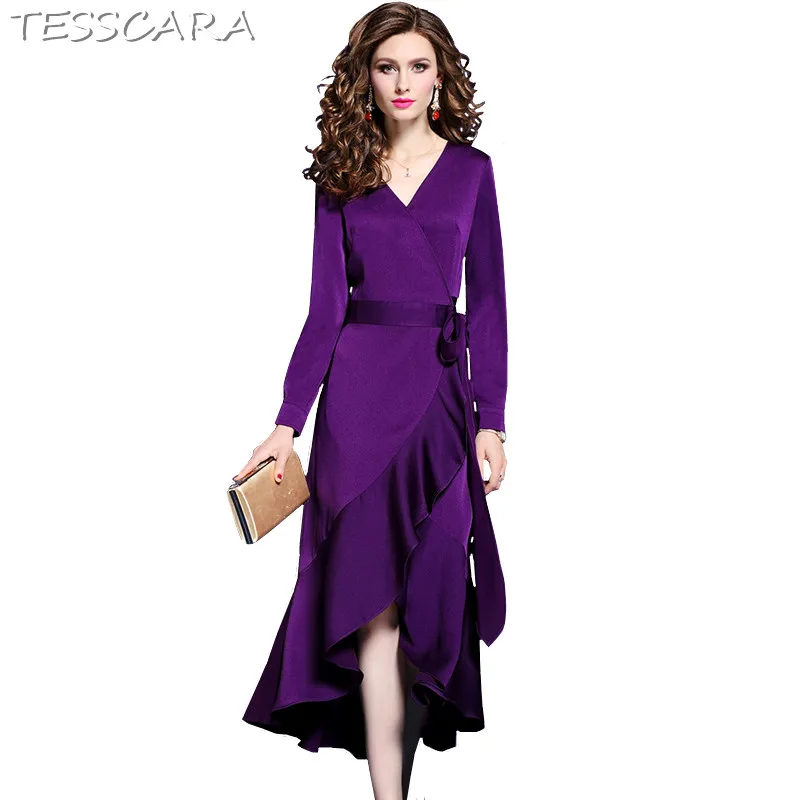 TESSCARA Women Autumn Elegant Satin Dress Festa Female Office Party Vestidos Vintage Ruffle Designer A-Line Robe Femme Plus Size
TESSCARA Women Autumn Elegant Satin Dress Festa Female Office Party Vestidos Vintage Ruffle Designer A-Line Robe Femme Plus Size