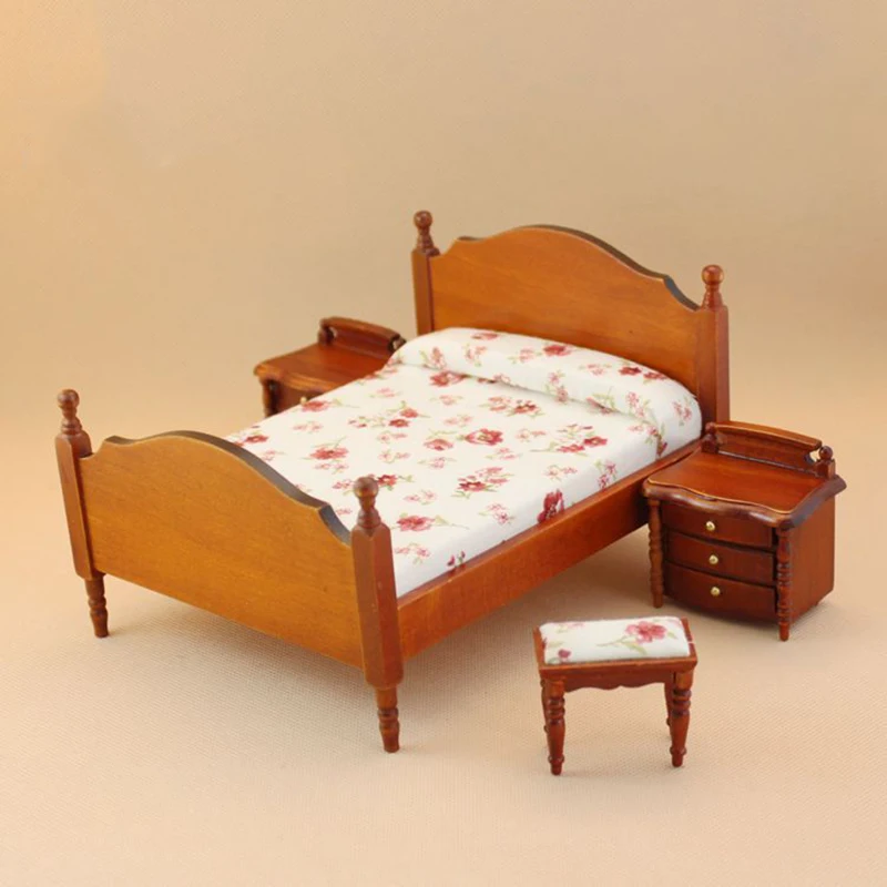 1:12 Dollhouse Miniature brown bed bedside table for dolls Wooden Furniture toy pretend play toys for children girls gifts
1:12 Dollhouse Miniature brown bed bedside table for dolls Wooden Furniture toy pretend play toys for children girls gifts