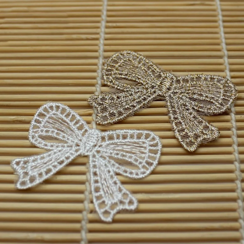 10Pcs/lot Embroidered Gold / White Bow Knot Lace Applique Patches For Clothing Sew On
10Pcs/lot Embroidered Gold / White Bow Knot Lace Applique Patches For Clothing Sew On