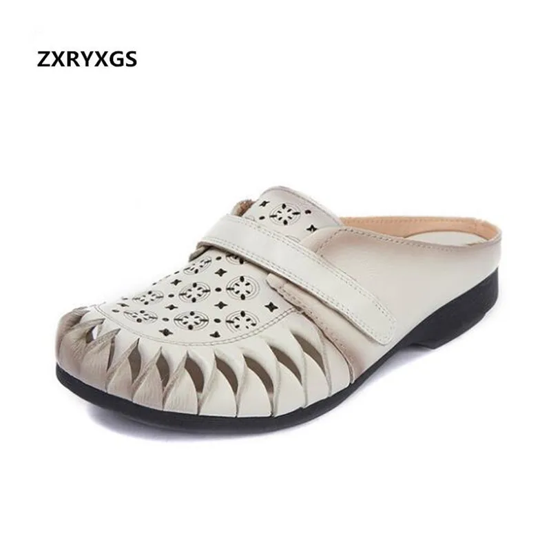 2019 New Summer Sandals Women Slippers Comfort Soft Hollow Cowhide Leather Sandals Baotou Fashion Slipper Low Heel Women Shoes
2019 New Summer Sandals Women Slippers Comfort Soft Hollow Cowhide Leather Sandals Baotou Fashion Slipper Low Heel Women Shoes