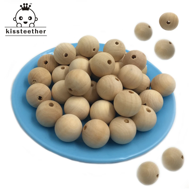 0.47"(12mm) Wooden Natural Round Beads DIY Baby Teether Toys Nursing Chewing For Necklaces/bracelets | Мать и ребенок