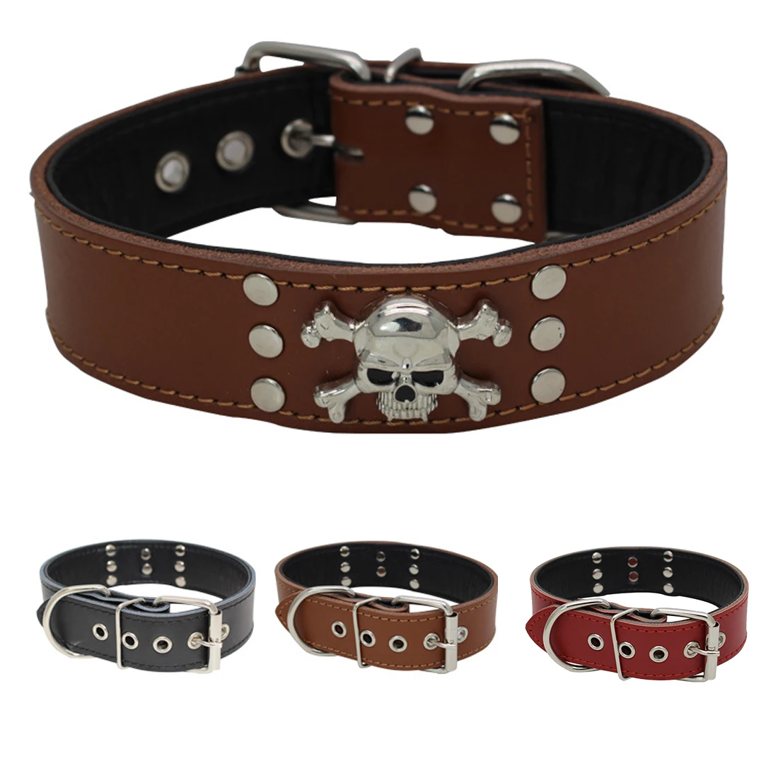 New Style Skull Pet Dog Collar Durable PU Leather Adjustable Puppy Cat Strap Collar Pet Products M/L Pet Collars
New Style Skull Pet Dog Collar Durable PU Leather Adjustable Puppy Cat Strap Collar Pet Products M/L Pet Collars