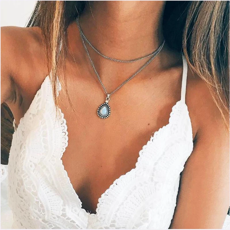 Tocona Hot New Arrive Multilayer Stone Water Drop Necklace Vintage Silver Link Chain Bohemia Necklaces&Pendants for Women 4835
Tocona Hot New Arrive Multilayer Stone Water Drop Necklace Vintage Silver Link Chain Bohemia Necklaces&Pendants for Women 4835
