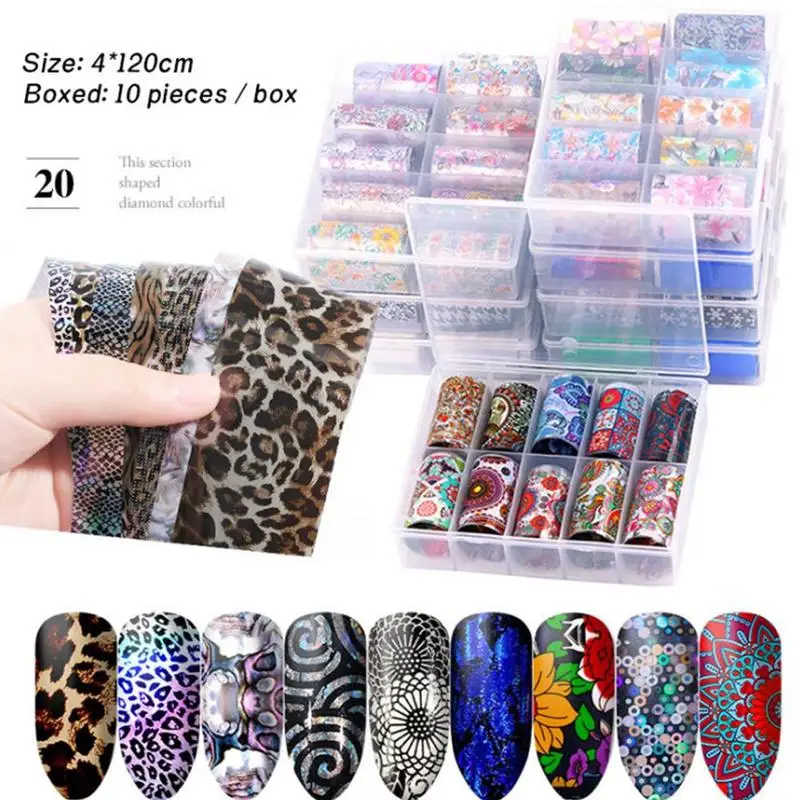 10Pcs Holographic Nail Foil Set Transparent AB Color Transfer Sticker Decorations Mix Designs Manicure Nail Art Decals 4x120cm
10Pcs Holographic Nail Foil Set Transparent AB Color Transfer Sticker Decorations Mix Designs Manicure Nail Art Decals 4x120cm