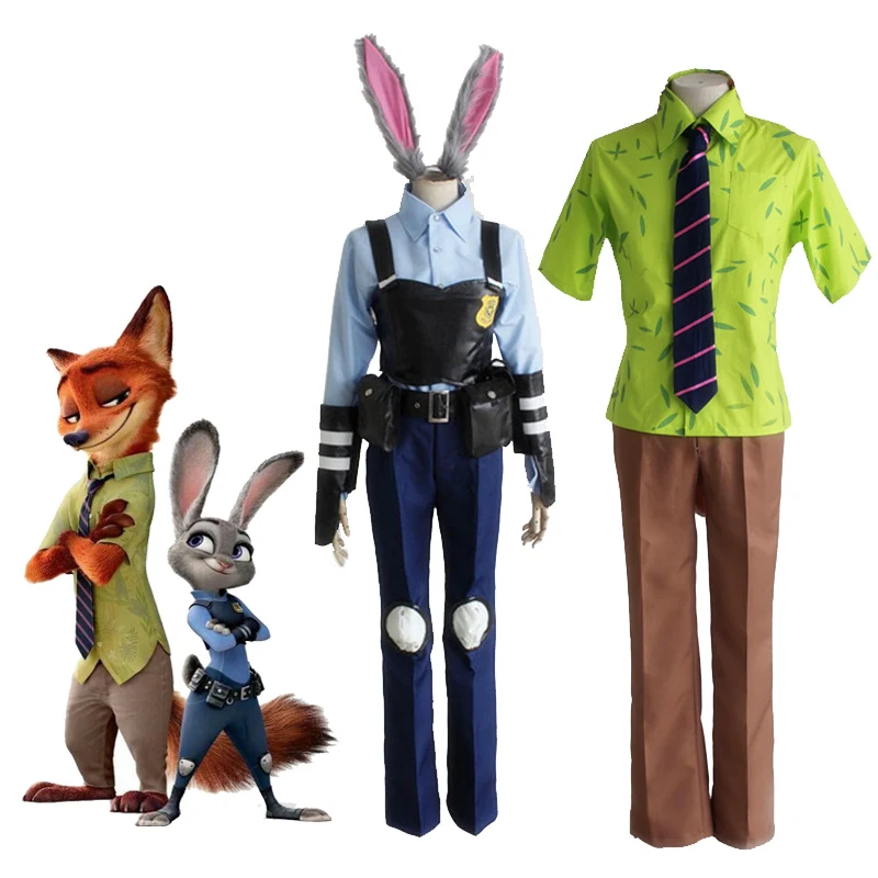 Movie Zootopia Zootropolis Cosplay Judy Hopps Judith Laverne Rabbit Nick Wilde Fox Costume Uniform Suit Halloween Party Set
Movie Zootopia Zootropolis Cosplay Judy Hopps Judith Laverne Rabbit Nick Wilde Fox Costume Uniform Suit Halloween Party Set