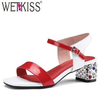 WETKISS Crystal Thick Med Heels Sandals Women Open Toe Footwear Cow Leather Shoes Female Buckle Shoes Woman 2019 New Summer
WETKISS Crystal Thick Med Heels Sandals Women Open Toe Footwear Cow Leather Shoes Female Buckle Shoes Woman 2019 New Summer
