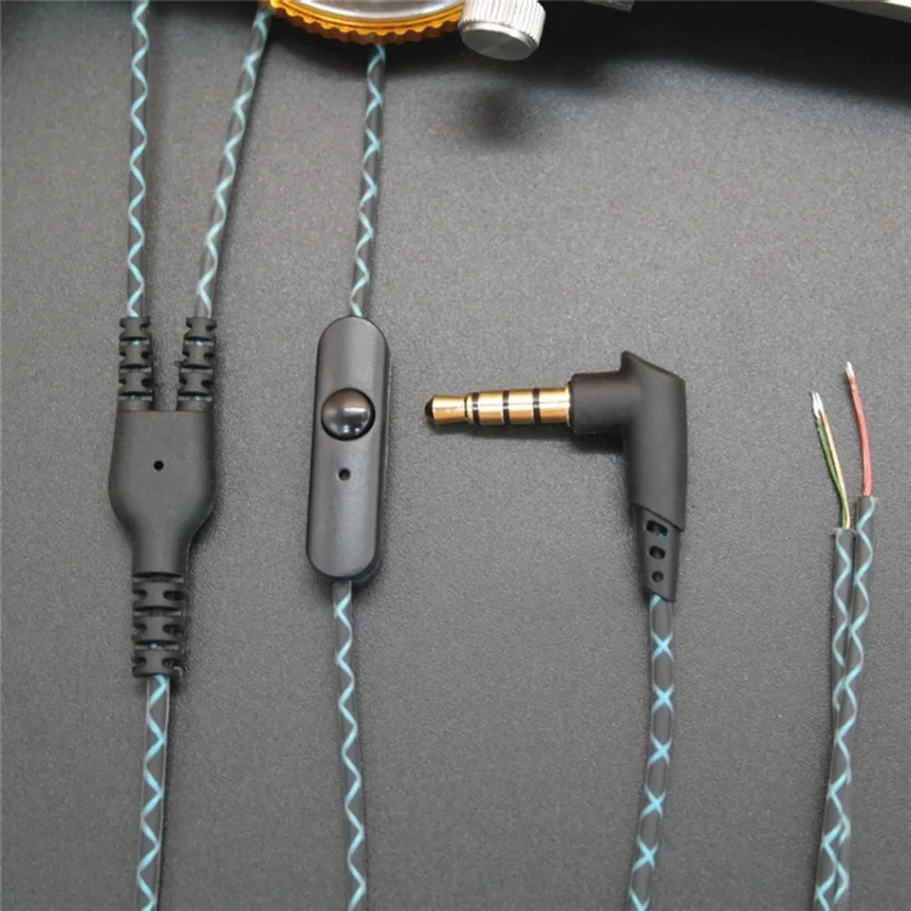 DIY Earphone Audio Cable Snakeskin wire Semi-finished serpentine cables with Mic for mobile phone(1)