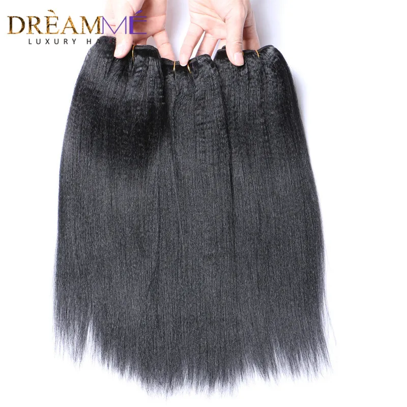 brazilian virgin hair light yaki straight human hair extension with closure (2)